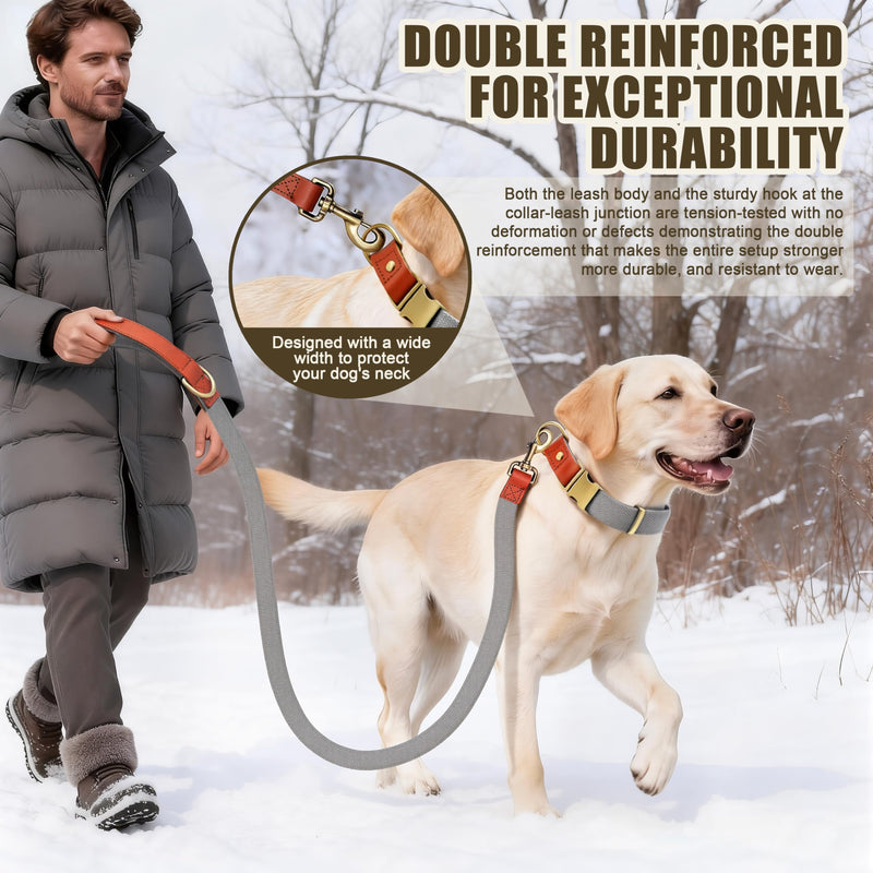 QRDA Dog Collar and Lead Set Silver Grey Personalized Collar Adjustable Tactical Belt for Dogs Medium Large Dogs, XL Silver-grey - PawsPlanet Australia