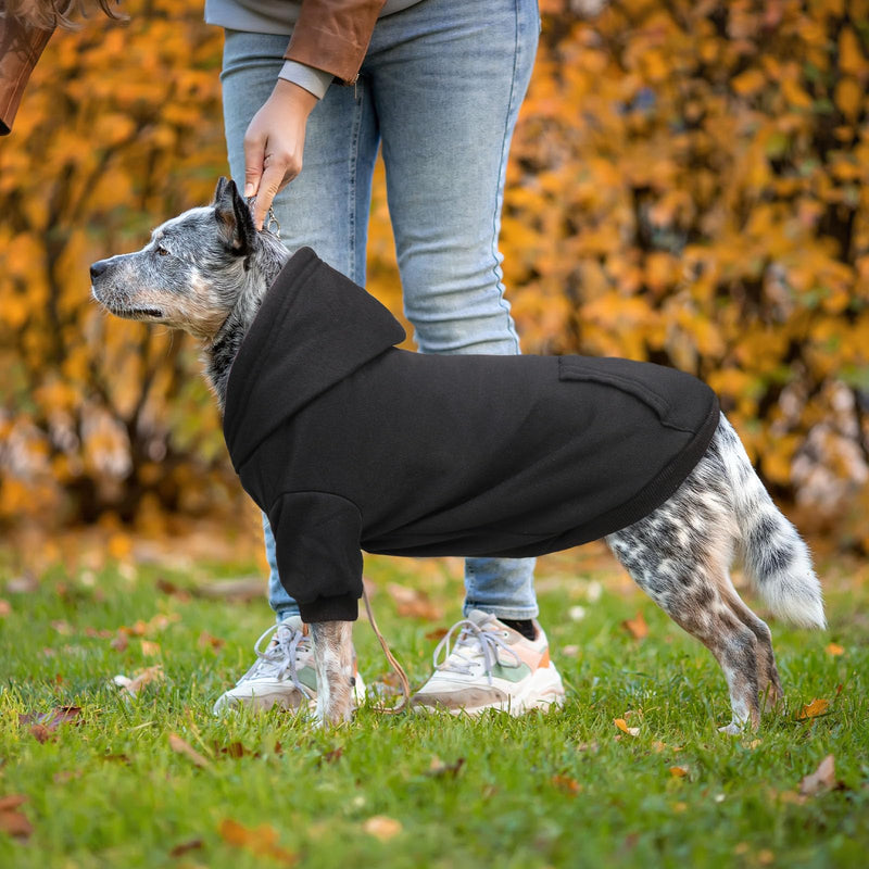 Dog Sweaters for Large Dogs Dog Hoodie Dog Sweater Solid Soft Brushed Fleece Dog Clothes Dog Hoodie Sweatshirt with Pocket(Black-XL) X-Large Black - PawsPlanet Australia