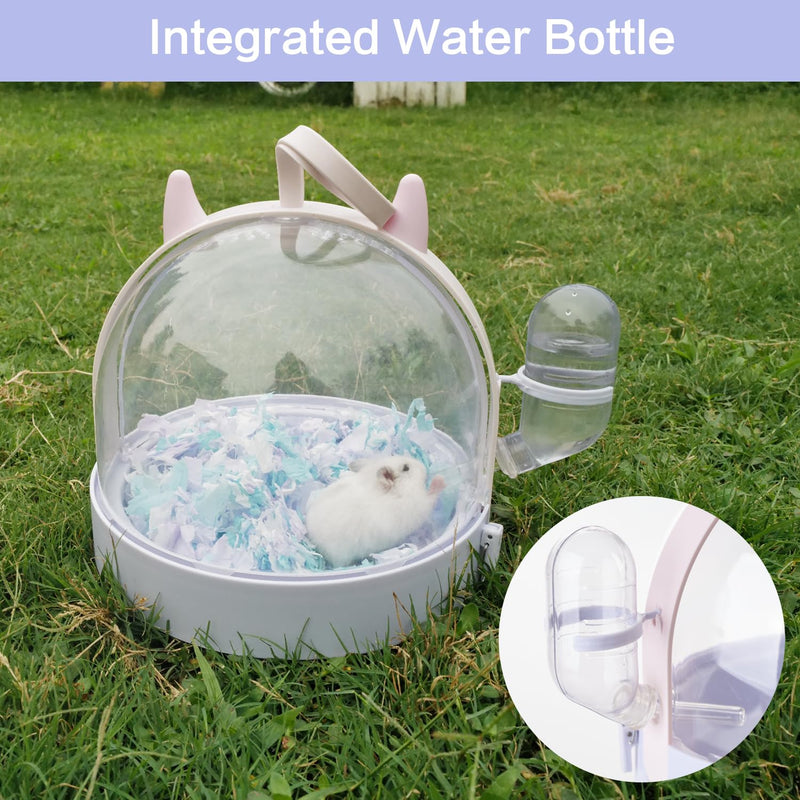 Hamster Carrier Cage, Portable Small Pet Carrier Cage with Pink Little Devil Design & Drinking Bottle Accessories for Dwarf Hamster, Guinea Pig, Chinchilla, Gerbils, Mouse, Hedgehog, Travel Friendly - PawsPlanet Australia