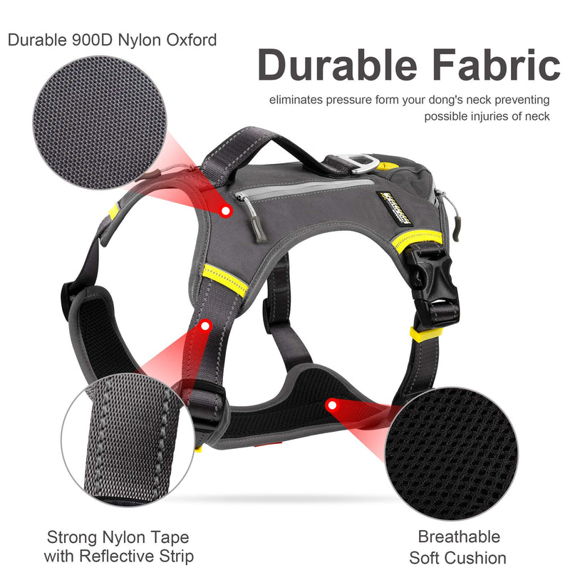 Fida Dog Harness, Multi-Functional No-Pull Pet Vest Harness with Saddle Bags Backpack, Front Leash Clip, Adjustable Soft Padded Reflective No-Choke Dog Vest Heavy Duty for Large Dog, L, Black Large (Neck:18"-26";Chest:27"-34") - PawsPlanet Australia