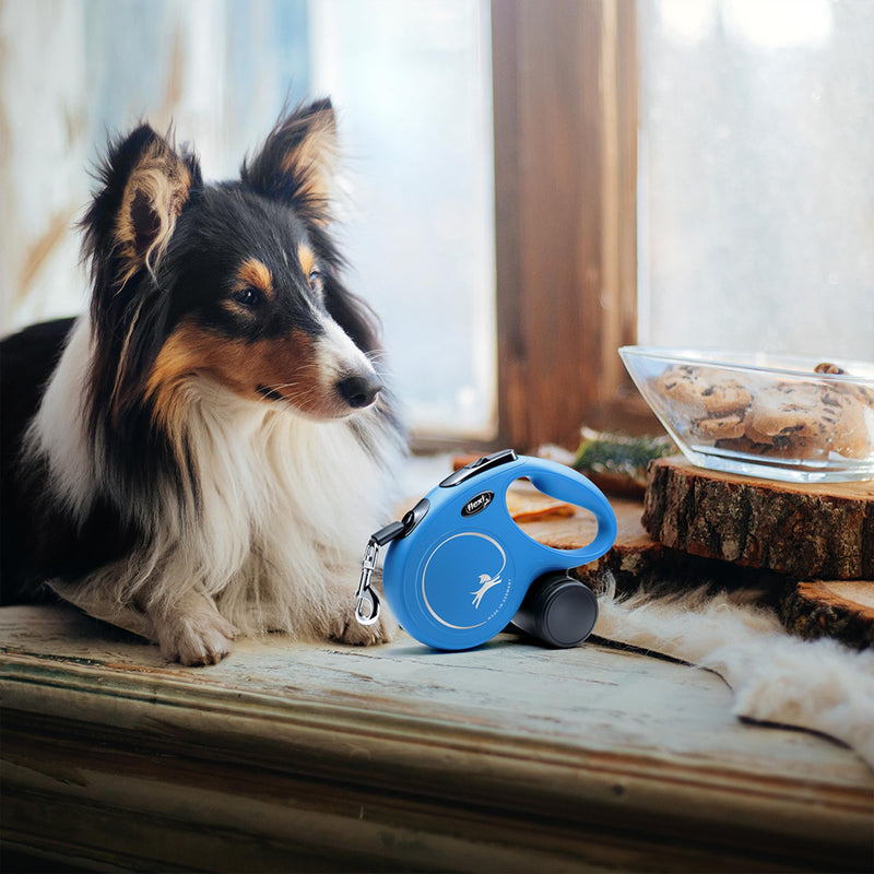 FLEXI New Classic Retractable Dog Leash (Cord), Ergonomic, Durable and Tangle Free Pet Walking Leash for Dogs Up to 18 lbs, 10 ft, Extra Small, Blue Extra Small - 10 ft