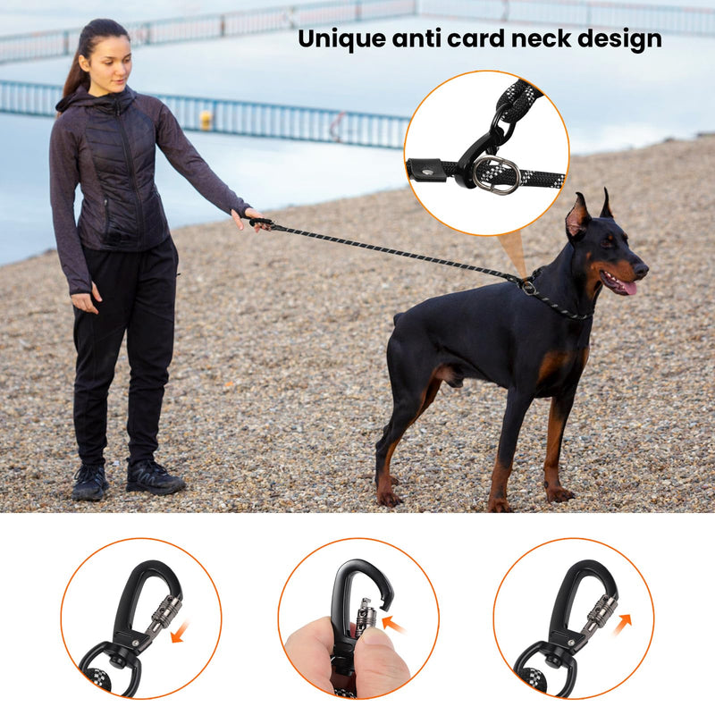 Slip Lead Dog Leash 6 FT，Adjustable Detachable Reflective Training Hook Braided Rope No Pull with Padded Handle for Large Medium Large Small Dogs (Blue) Blue - PawsPlanet Australia