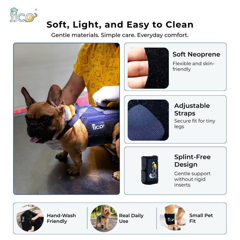 Front Leg Brace for Cats & Toy Dogs – Lightweight Carpal Support for Injury Recovery, Joint Pain & Post-Surgery Healing – Soft, Adjustable Wrap – Vet Approved, Skin Friendly