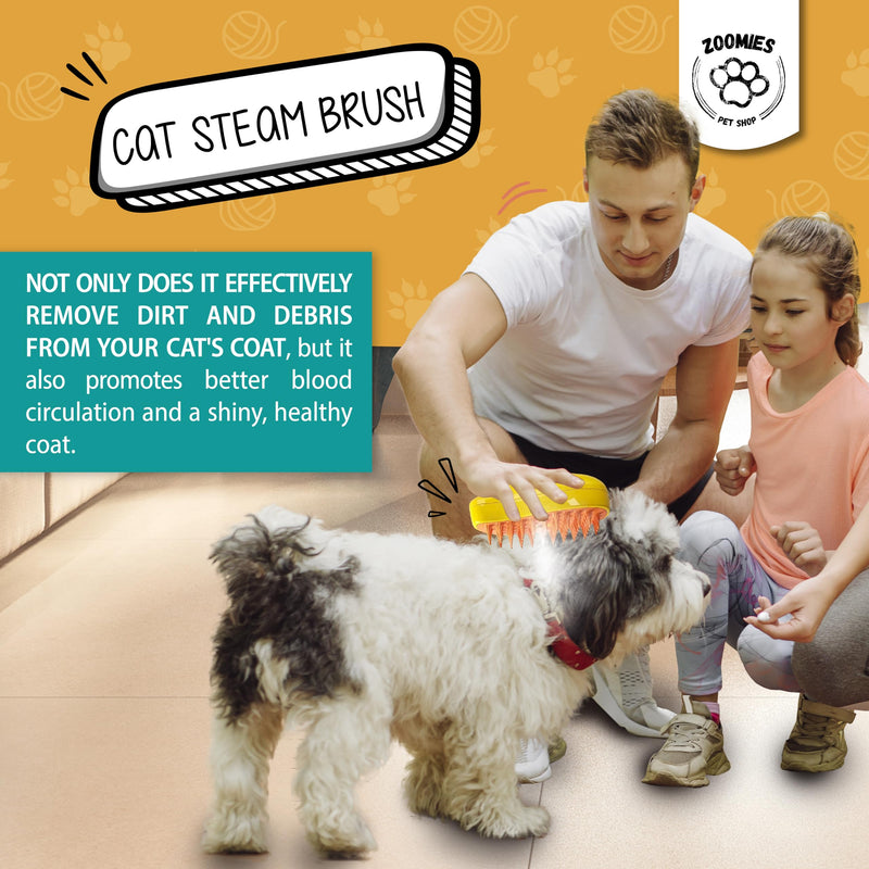 | Cat steam brush for shedding | 3-in-1 Steam brush for cats to remove loose hairs and reduce your cat's stress Yellow - PawsPlanet Australia