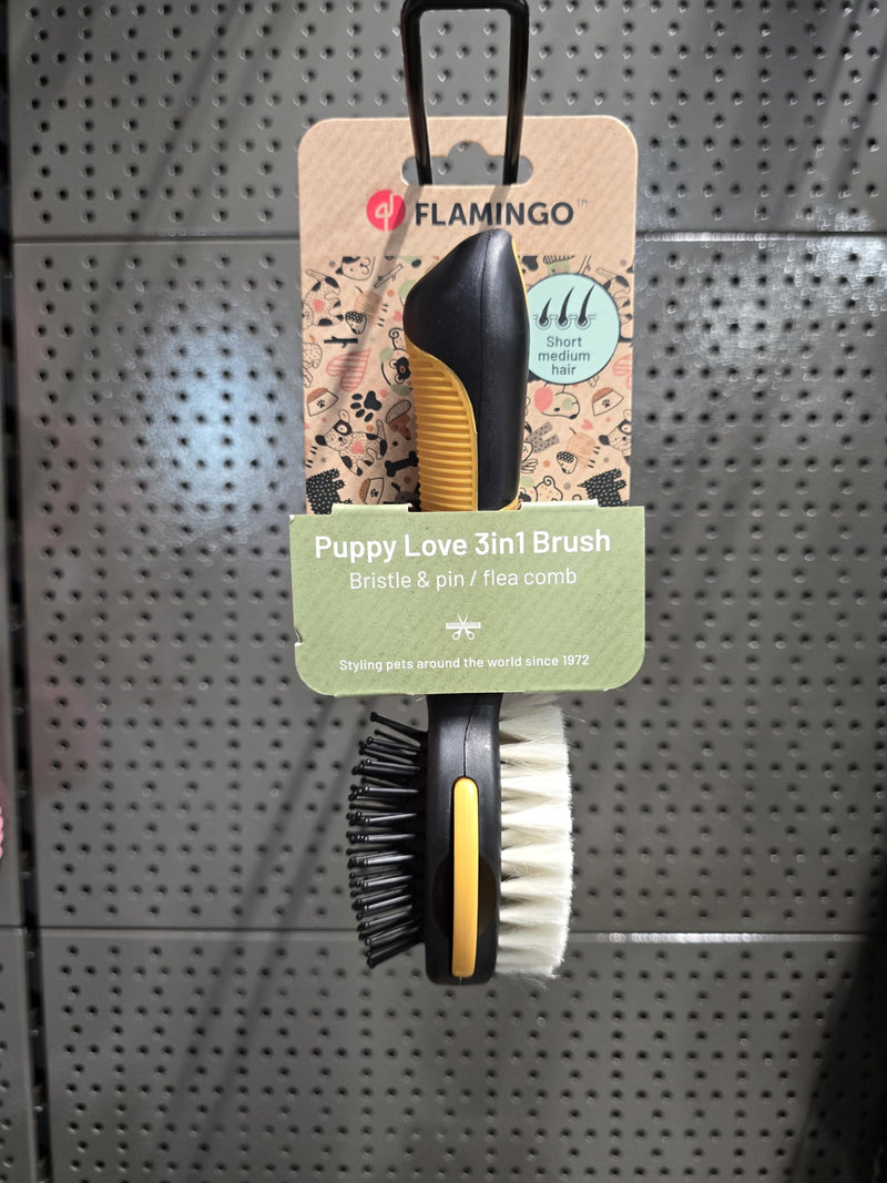 Flamingo BRUSH & PINS + FLEA COMB 3IN1 PUPPY - PawsPlanet Australia