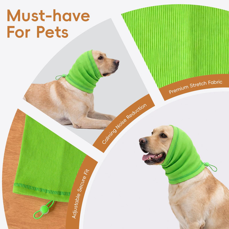 Dog Calming Hoodie, Noise Reduction Ear Cover for Anxiety Relief, Adjustable Soft Warm Pet Headband for Fireworks, Thunder, Grooming, Bathing (Green, Small) Green Small(Small)