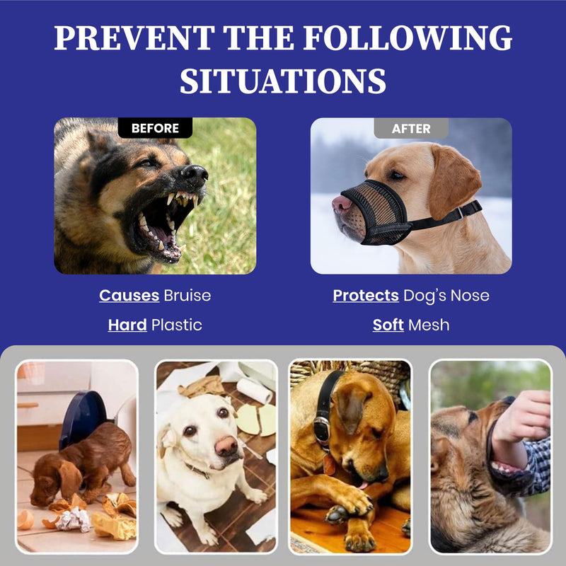 Dog Muzzle for Large Dogs - Air Mesh Muzzle for Large Sized Dog | Dog Muzzles to Prevent Biting | Adjustable Large Dog Muzzle for Scavenging Biting Licking & Chewing | No Bark Muzzle for Dogs - PawsPlanet Australia