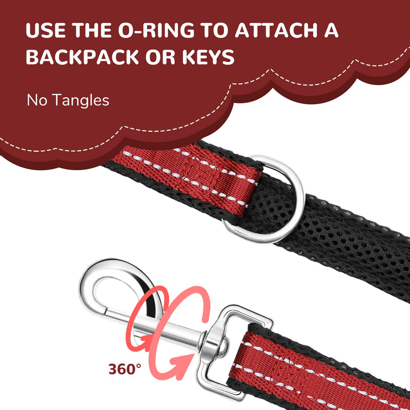 Reflective Dog Collar and Leash Set for Large Dogs, 4 FT/5 FT Dog Leash, Handle with an O-ring, Adjustable Mesh Padded Large Dog Collar with Quick Release Buckle-Red Large Set Red Set - PawsPlanet Australia