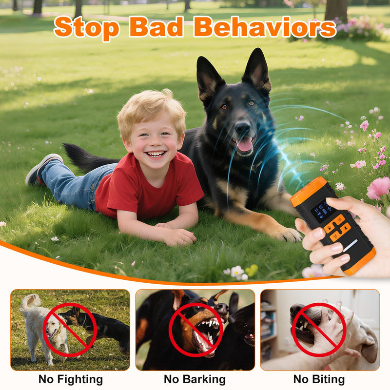 Dog Bark Deterrent Device, 2025 Anti Barking Device for Dogs 2X Ultrasonic to Stop Barking Neighbors Dog, 5 Adjustable Modes Up to Dogs 50ft Long Range, Bark Control Indoor Outdoor with Flashlight 2X Orange - PawsPlanet Australia