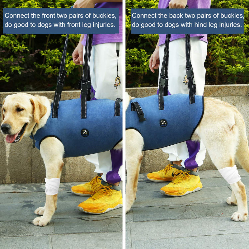 Coodeo Dog Lift Harness, Pet Support & Rehabilitation Sling Lift Adjustable Vest Breathable Straps for Old, Disabled, Joint Injuries, Arthritis, Loss of Stability Dogs Walk Blue Large - PawsPlanet Australia