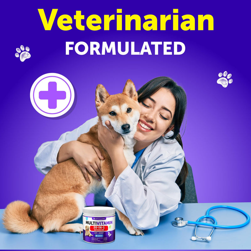 Dog Multivitamin Chewable with Glucosamine 20 in 1 - Dog Vitamins and Supplements - Senior & Puppy Multivitamin for Dogs - Pet Joint Support Health - Immunity, Mobility, Gut Skin - 120 Chews