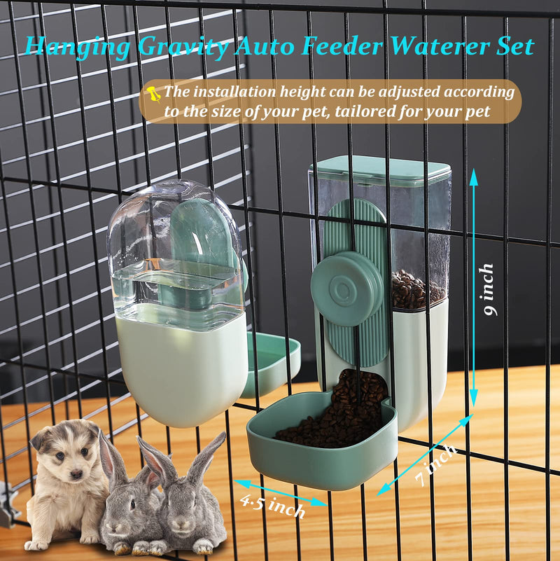 35oz Hanging Automatic Pet Food Water Dispenser, Auto Gravity Pet Feeder and Waterer Set, Cage Cat Food Bowl Dog Feeding Station for Puppy and Kitten Rabbit Chinchilla Hedgehog Ferret (Green) Green Waterer and Feeder C - PawsPlanet Australia