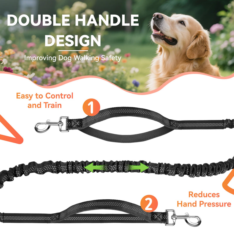 Hands Free Dog Leash with Waist Belt & Zipper Pouch, Heavy Duty Waist Leash for Running, Walking, Jogging and Hiking, Professional Tangle Free Reflective Control Lead for Large Medium Dogs - PawsPlanet Australia
