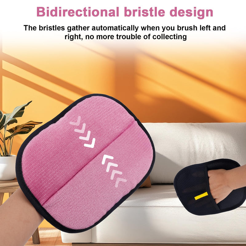 Double-Sided Pet Grooming Gloves, Electrostatic Versatile Static Pet Hair Remover Glove Reusable Static Cat Grooming Tools for Carpet Couch Clothing Furniture Supplies (Pink) Pink - PawsPlanet Australia