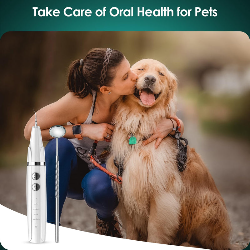 Plaque Remover for Teeth - Pet Ultrasonic Toothbrush Cleaner - Teeth Cleaning Kit for Tartar and Stains - Suitable for Dogs and Cats (White) White - PawsPlanet Australia