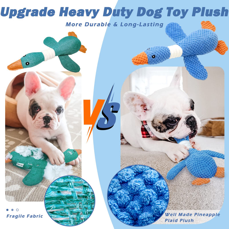 Vitscan Upgraded Goose Indestructible Dog Toys for Aggressive Chewers Small Medium Large Breed, Crinkle Squeaky Plush Dog Puppy Chew Toys for Teething, Duck Puppy Toys Blue goose - pineapple plush