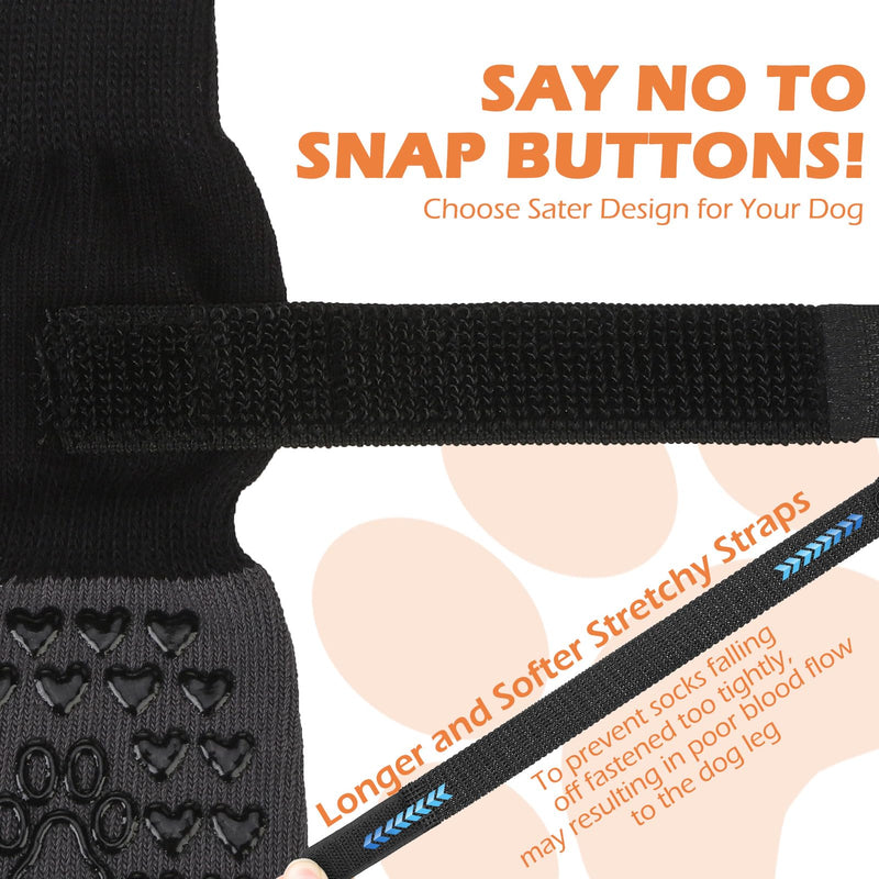 EXPAWLORER Anti Slip Dog Socks to Prevent Licking Paws, Winter Snow Dog Boots & Paw Protectors Booties for Hardwood Floors with Heart Grippers, Dog Shoes for Small Medium Large Senior Dogs Black XS X-Small - PawsPlanet Australia