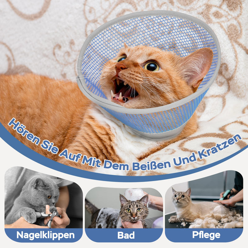 Supet Cat Collar - Soft and Comfortable, Adjustable, Waterproof, After Surgery to Prevent Licking and Scratching, Alternative to Plastic Elizabeth Cervical Collar (Deep Blue L) Deep Blue