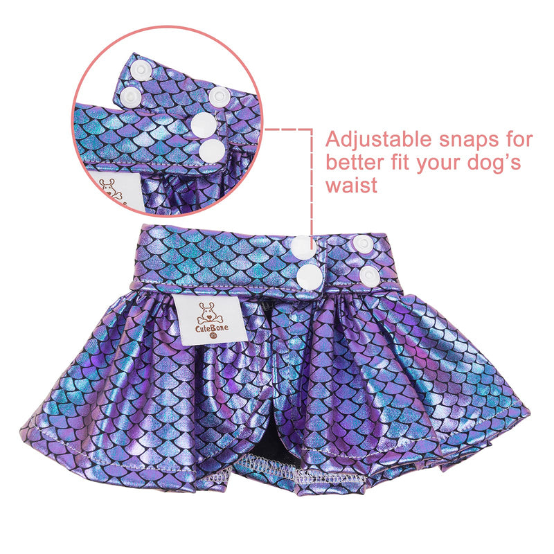 CuteBone Dog Bikini Dress Puppy Bathing Suit Swimsuit Cat Costume for Small Dogs Pet Apparel DB07S Purple mermaid