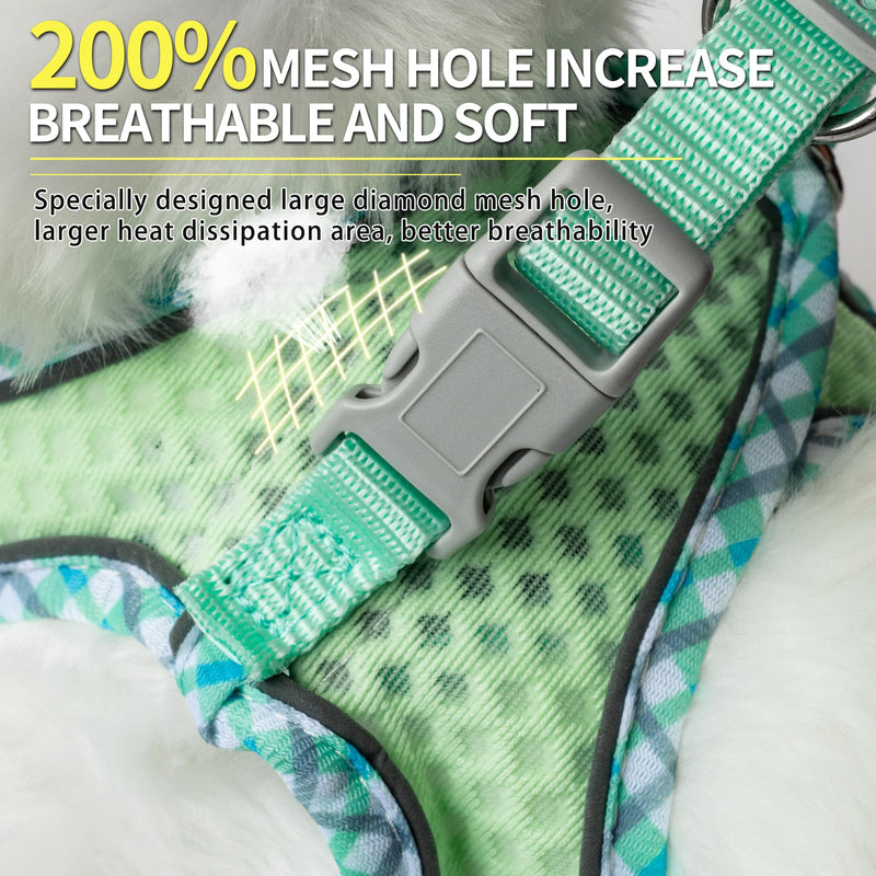 Step in Dog Harness and Leash Set, No Pull Escape Proof Vest Harness with Soft Diamond Mesh and Reflective Bands, Adjustable Pet Outdoor Harnesses for Medium Size Dogs Sage M - PawsPlanet Australia