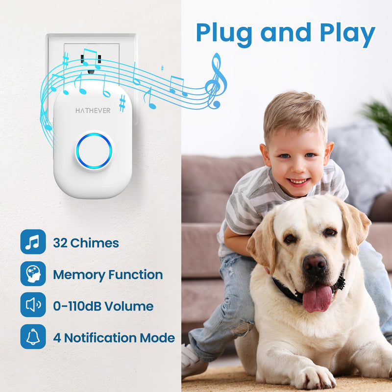 Dog DoorBell for Potty Training, Wireless Doggie Door Bell Operating at 1000 Feet with IP65 Waterproof Touch Button, 32 Melodies 1 Receiver + 1 Button - PawsPlanet Australia