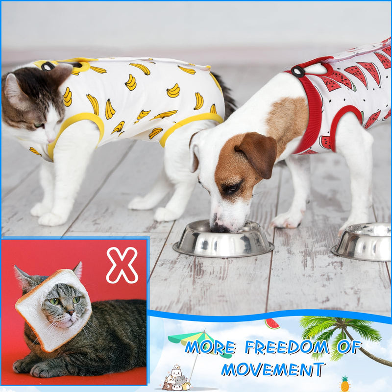 Kacctyen 6 Set Cat Recovery Suit After Surgery Female and Male Cat Surgery Suit Kitten Recovery Suit E Collar Alternative Pajama Cat Clothes for Spay Suit Abdominal Skin Anti Licking(Fruit,Large) Fruit Large - PawsPlanet Australia