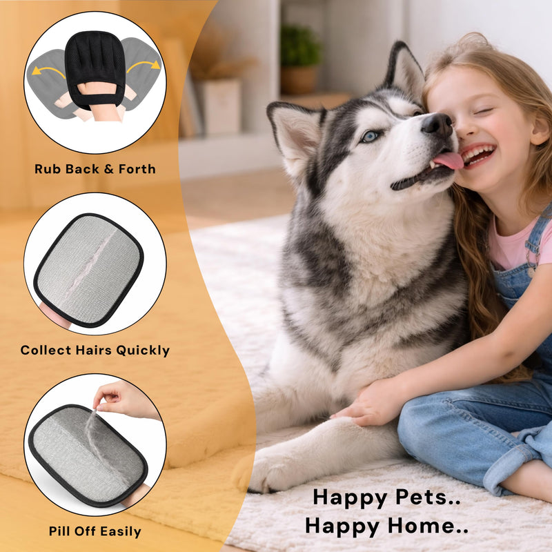 Pet Hair Removal Glove for Dogs & Cats - Upgraded Reusable Electrostatic Pet Hair Glove, Pet Hair Remover Tool for Laundry, Couch, Carpet & Car Seat, Gentle Grooming Mitt - PawsPlanet Australia
