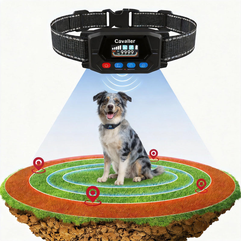 PATPET Wireless GPS Dog Fence, 9999 Yard Radius Electric Fence System, 3 Training Modes, IP67 Waterproof Collar for Medium & Large Dogs Ink 1 Collar