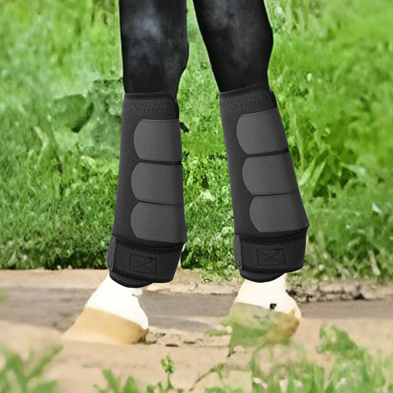 Medicine Horse Boots Splint Boots for Horses Protective Lower Limb Brushing Boots Front Hind Leg Protection Gear Set of 4 (Black, Medium) Black - PawsPlanet Australia
