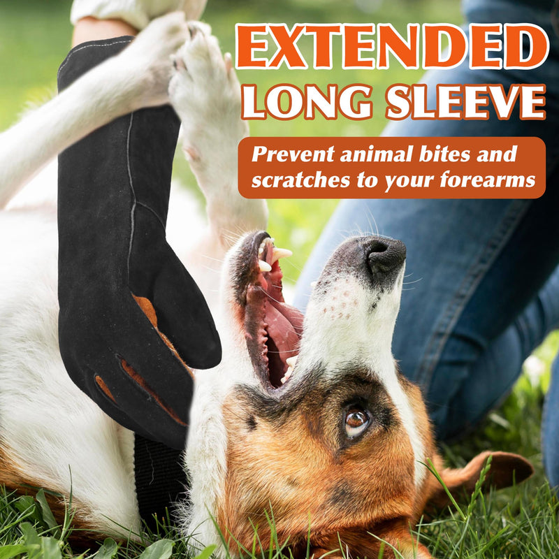 HANDLANDY 16 Inches Animal Handling Gloves Bite-Proof & Scratch-Resistant, Safe Durable Pet Gloves for Dogs, Cats, Falconry (Black, 16inch) - PawsPlanet Australia