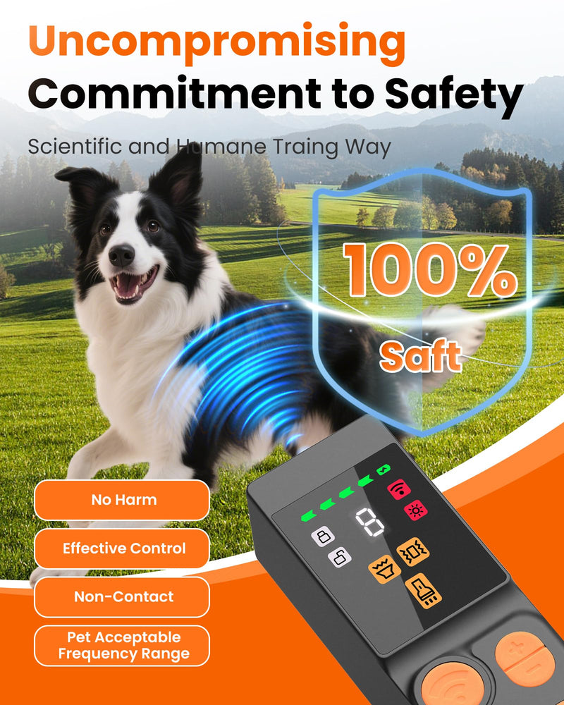 [Digital LED Display] ultrasonic Dog bark Deterrent with 4 Transmitters, 10 Gears Dog Training Device for Large/Medium/Small Dogs, Rechargeable Anti Barking Device & Dog Repellent with Flashlight Black - PawsPlanet Australia