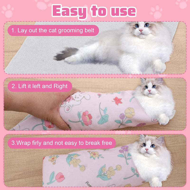 13.78 Cat Grooming Wrap Self-Adhesive Cat Wrap for Cutting Nails Cat Burrito Wrap to Anti-Runaway Scratch Bitten Cat Swaddle Wrap Blankets for Indoor Cats Rabbit Style - PawsPlanet Australia