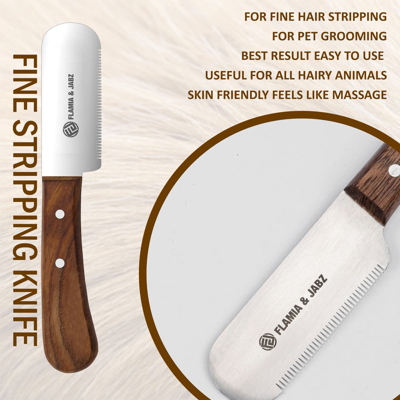FLAMIA & JABZ Professional Dog Grooming Hand Stripping Knife, Stripper Trimmer Tool, Red Meranti Wooded Handle non slip grip with Tripping Stainless Steel blade (3 Piece Pack, Left Handed) 3 Piece Pack - PawsPlanet Australia