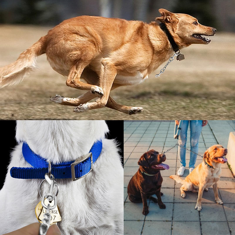 Dog Collar Safety Clip Metal Clasp Double Ended Connector 2 Pack Prong Chew Proof Backup Dog Clip for Pet Harness Collar Leash Necklaces Dog Strap Lead Carabiner Heavy-Duty Chain 8 inch - PawsPlanet Australia