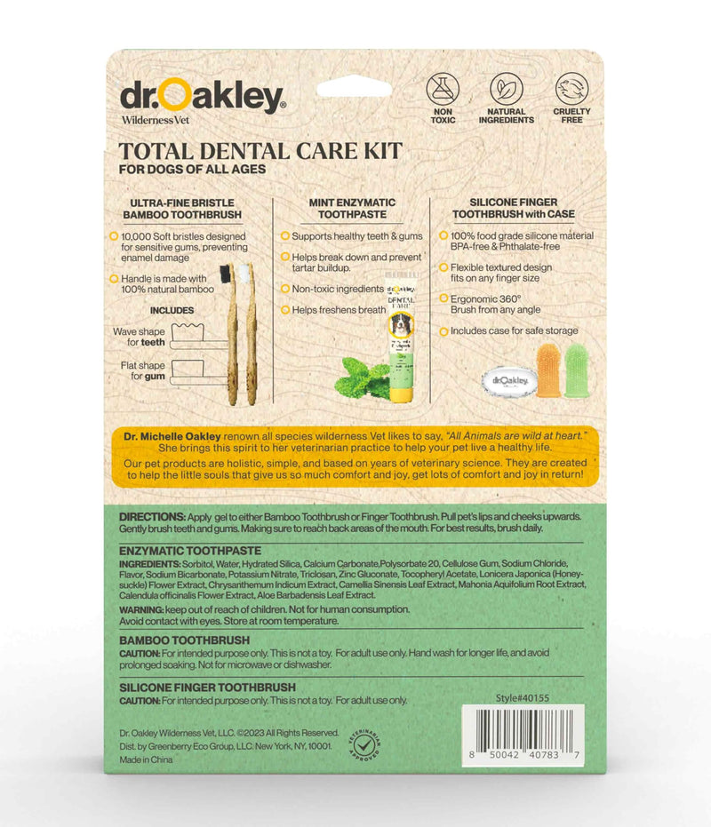 Dr. Oakley Dental Toothbrush Kit for Dogs & Cats - Finger Brush for Small Pets and Soft Brushes for Large or Older Natural and Safe Mint Flavor Minty Fresh