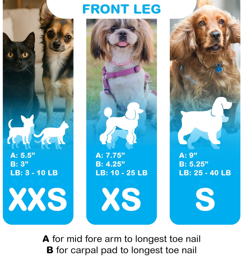 Standard Front Leg Brace for Dogs with Injuries, Arthritis, or Licking Prevention, Durable & Lightweight Post-Surgery Protection for Pets - XXS XX-Small
