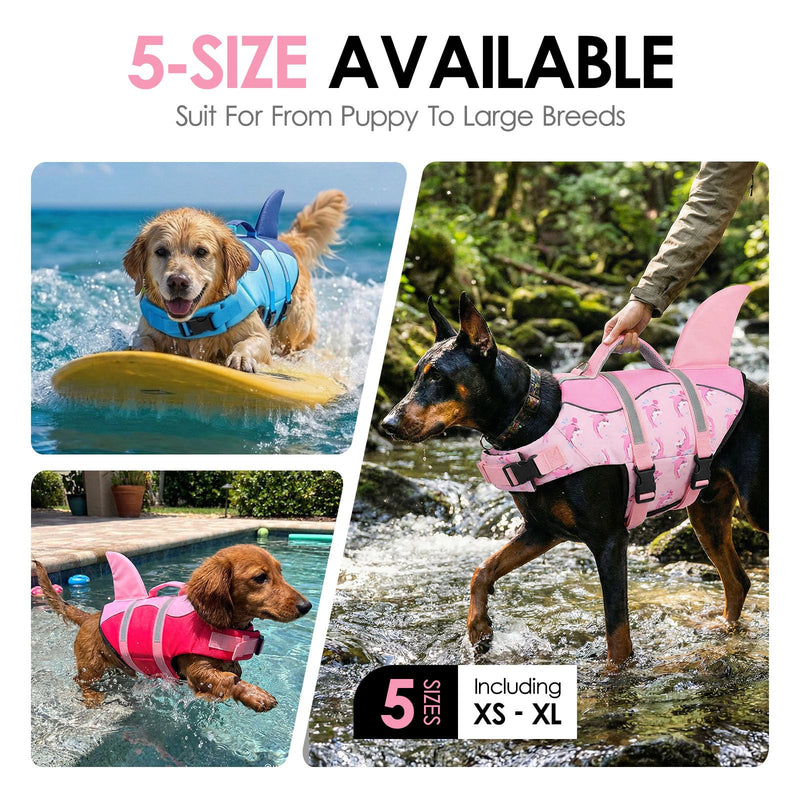 AOFITEE Dog Life Jacket, Dog Life Vest for Swimming, High Flotation Large Dogs Swim Vest with Rescue Handle and Reflective Stripe, Dogs Lifesaver Swimsuit for Boating Summer Pool Beach, Pink Whale XL X-Large - PawsPlanet Australia