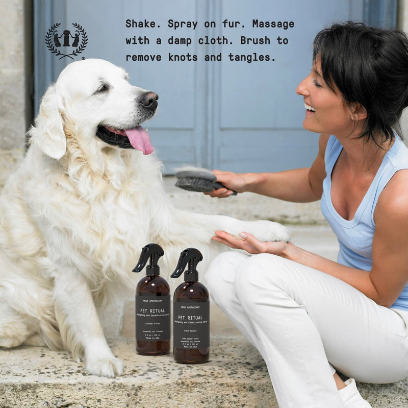 Muse Apothecary Pet Ritual Detangling Spray for Dogs & Cats, Pet Detangler Spray for Dogs, Dog Detangler Spray Dematting Conditioner, Dog Detangling Spray, Essential Oils Infused, 8oz Fresh Bouquet 8 Fl Oz (Pack of 1)