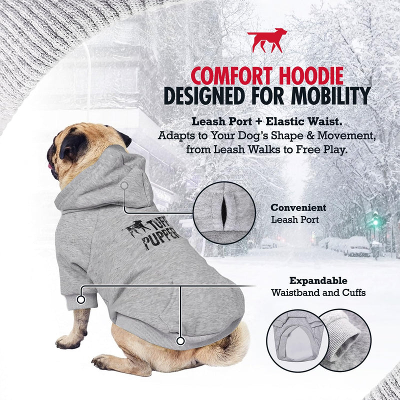 Tuff Pupper Dog Hoodie | Premium Quality Insulated Fabric | Ultra Soft Interior for Superior Comfort | Elastic Cuffs & Drawstring for Warmth | Stretch Fit Suitable for All Breeds (Gray, L) 40-60 lbs (Large) Heather Grey - PawsPlanet Australia