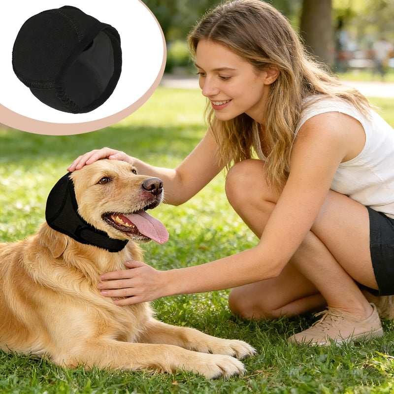 Dog Earmuffs, Noise Reduction, Waterproof Ear Protection, Dog Hearing Protection, Elastic Wrap with Sound Insulation for Noise Blocking, Calming, Bathing, Winter (Black S) Black S