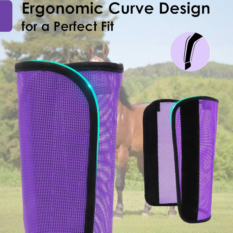 Horse Fly Boots - Breathable Mesh Protection Set of 4, Comfortable Horse Leggings, Equine Supplies for Horses, Reduces Stomping & Leg Fatigue (Purple) - PawsPlanet Australia