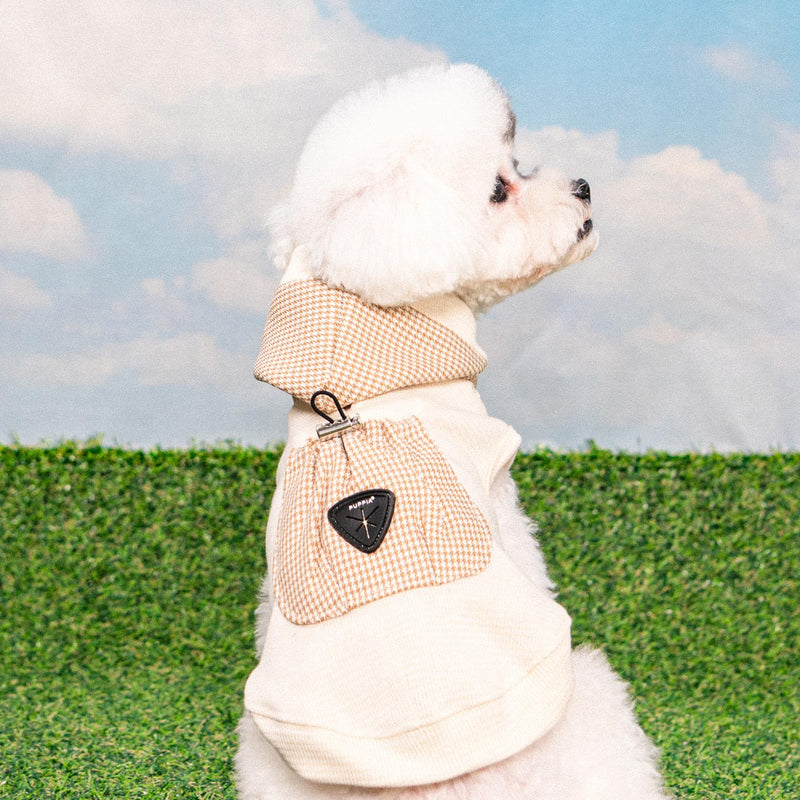 Puppia Xander Dog Shirt Hooded Trendy Fashionable Cute Dog Apparel for Small and Medium Dogs, Beige, Small Beige_Xander - PawsPlanet Australia