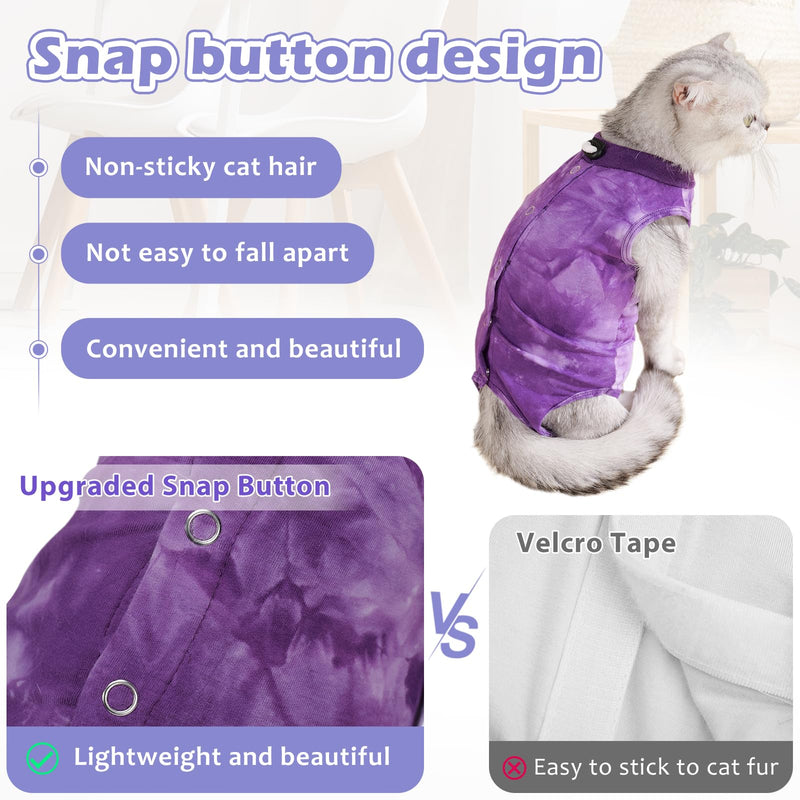 2 Pack Cat Surgery Recovery Suit Clothes for Female and Male,Cat Onesie Shirts for Cats After Surgery,Cat Spay Surgical Recovery Suit,Cat Cone to Stop Licking Abdominal Wound Alternative-Pink&Purple,M Medium Pink,Purple - PawsPlanet Australia