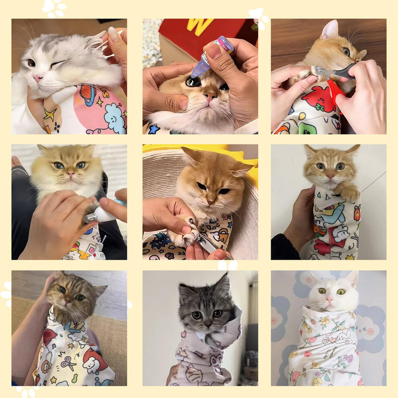 Large Cat Grooming Wrap Self-Adherent Cat Wrap for Cutting Nails with Nail Clipper&File Cat Restraint Burrito Wrap for Nail Clipping Anti-Scratch/Escape, Cat Swaddle Wrap for Calming (27.6*27.6Inch) Orange cat - PawsPlanet Australia