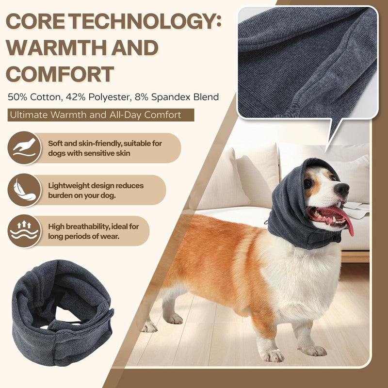Dog Head Ear Warp Anxiety Relief Dog Ear Muffs Noise Protection No Flap Ear Wraps for Dog Dog Hematoma Ear Wrap Force Drying Dog Ear Protector M-Head Circle(13.7"~18.9") Dark Grey - PawsPlanet Australia