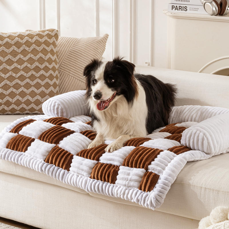 Dog Couch Bed, Thick Flannel Dog Couch Cover Protector, Washable Pet Couch Covers for Sofa, Non-Slip Couch Covers for Dogs, Pet Bed Mat for Couch (Brown, M-33.45 x 30.71 inch) Brown - PawsPlanet Australia