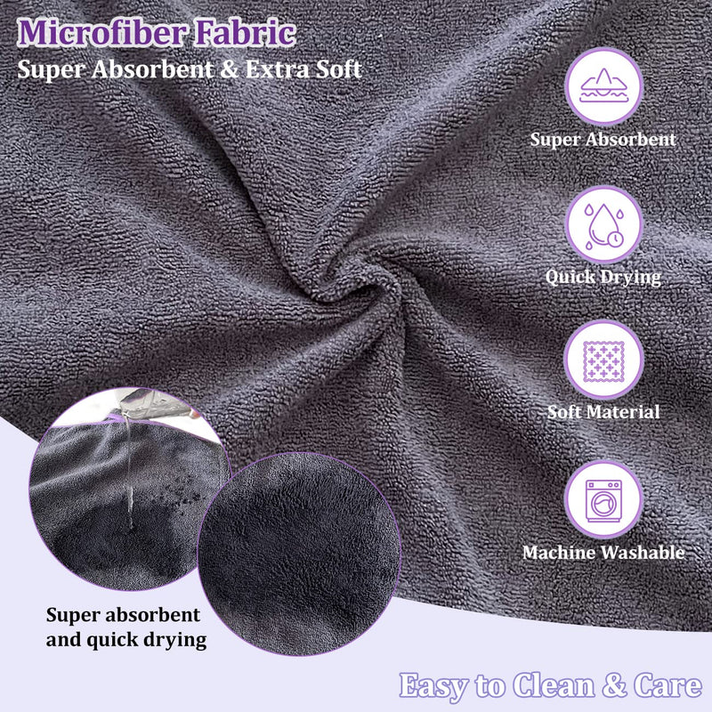 Dog Drying Coat Bathrobe Towel,Microfibre Material Fast Drying Super Absorbent Dog Bath Robe, Pet Quick Drying Moisture Absorbing with Adjustable Collar and Waist XXX-Large Grey - PawsPlanet Australia