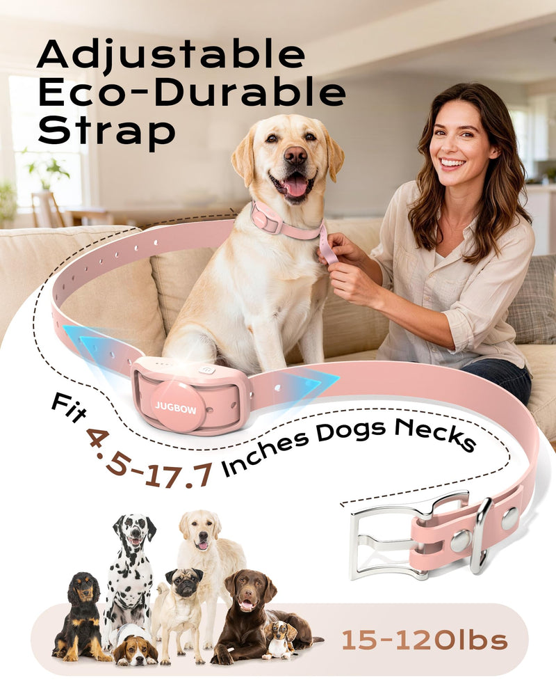 Jugbow Shock Collar for Dogs - 4200FT Remote Training Collar for 15-120lbs Small Medium Large Dog, LED Light & Waterproof Electric Collars with 3 Training Mode for All Breeds (Pink) Pink - PawsPlanet Australia