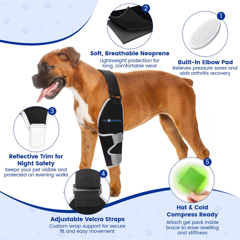Dog Elbow Brace with Hot/Cold Gel Pack, Adjustable Dog Leg Braces, Dog Front Shoulder Brace, Canine Elbow Pads for calluses and Post-Surgery Recovery(Left Leg,L) Left Leg L