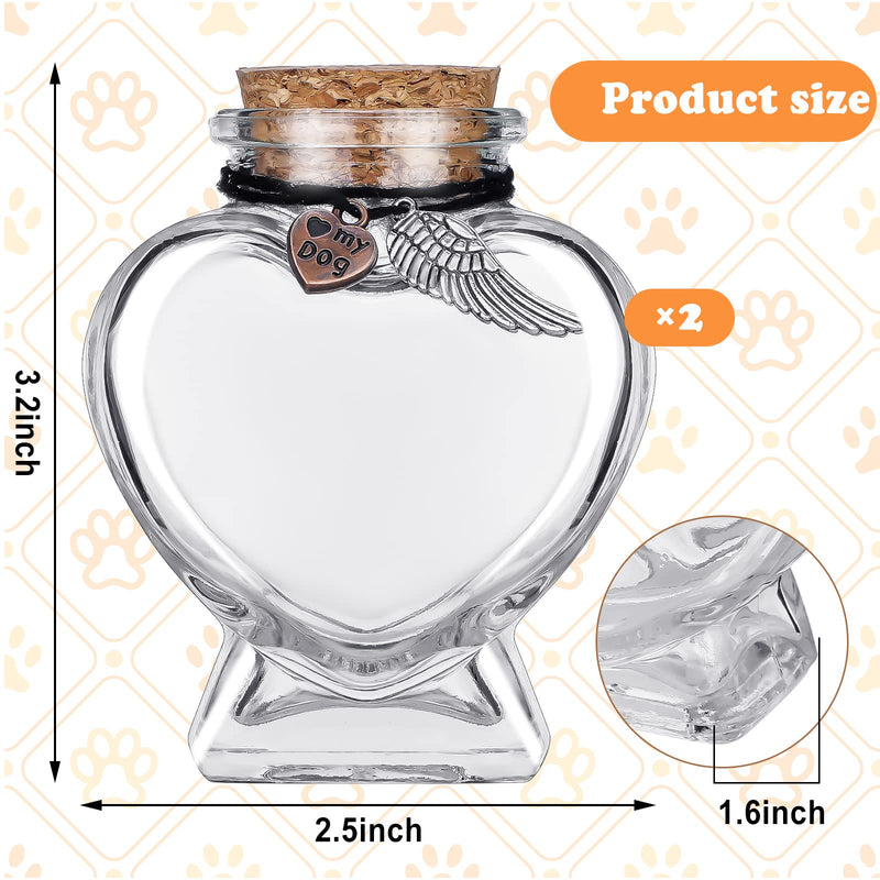 Eaasty 2 Sets Memorial Bottle for Pet Hair, Pet Fur Keepsake Fur Memorial, Clear Dog Cat Fur Keepsake, Pet Memorial Urn Glass Bottles with Cork Stopper (Dog) - PawsPlanet Australia